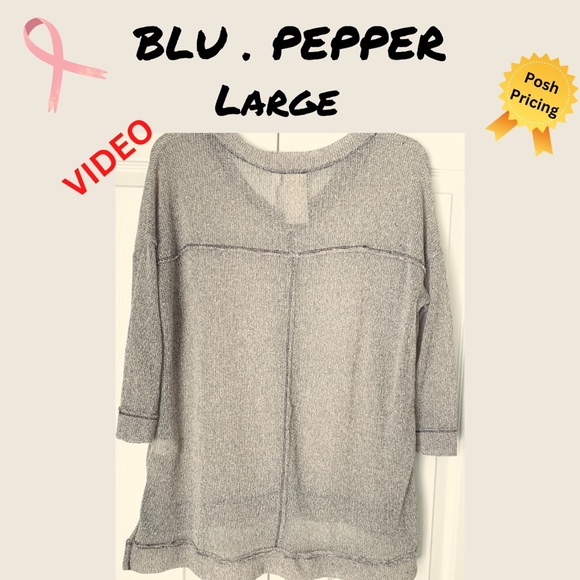 BLU PEPPER Loose Knit Tunic Beige Sweater LARGE - Picture 4 of 7